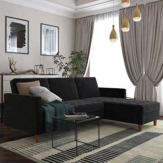 Funktionssofa schwarz in modernem Design Chenillegewebe