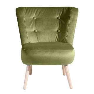 Sessel Samtvelours Oliv Grün im Retrostil Made in Germany