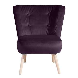 Loungesessel Dunkellila aus Samtvelours und Buchenholz Made in Germany