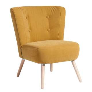 Retrostil Cocktailsessel in Maisgelb Velours Buchefarben