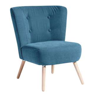 Retro Lounge Sessel in Petrol und Buche Made in Germany