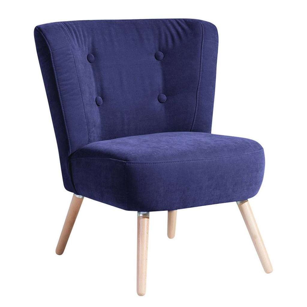 Blauer Cocktailsessel Velour im Retrostil Made in Germany