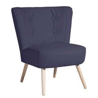 Kunstleder Cocktailsessel blau im Retrostil Vierfußgestell aus Holz