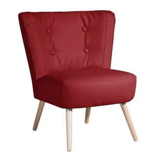 Cocktailsessel Kunstleder rot im Retrostil 80 cm hoch - 69 cm breit