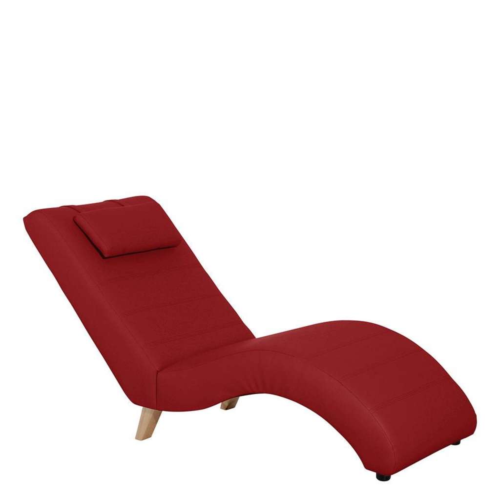 Kunstleder Relaxliege in Rot geschwungener Liegefläche