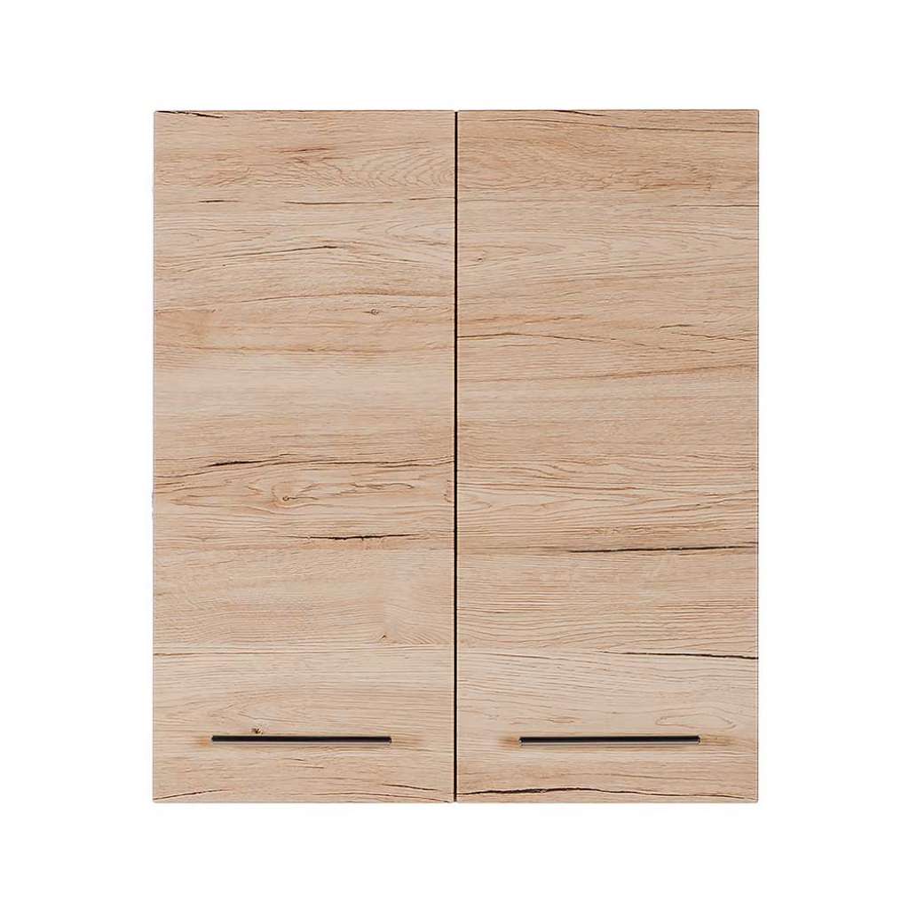 Hängeschrank Badezimmer in Eiche Bianco zwei Drehtüren