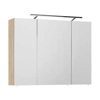 Badschrank Spiegel mit Beleuchtung in Eiche Bianco Made in Germany