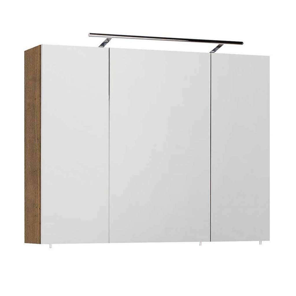 Spiegelschrank Bad modern in Eiche dunkel die Wandmontage