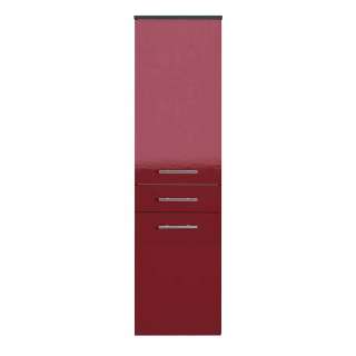 Badmidischrank montiert in Rot und Anthrazit Glanz Made in Germany