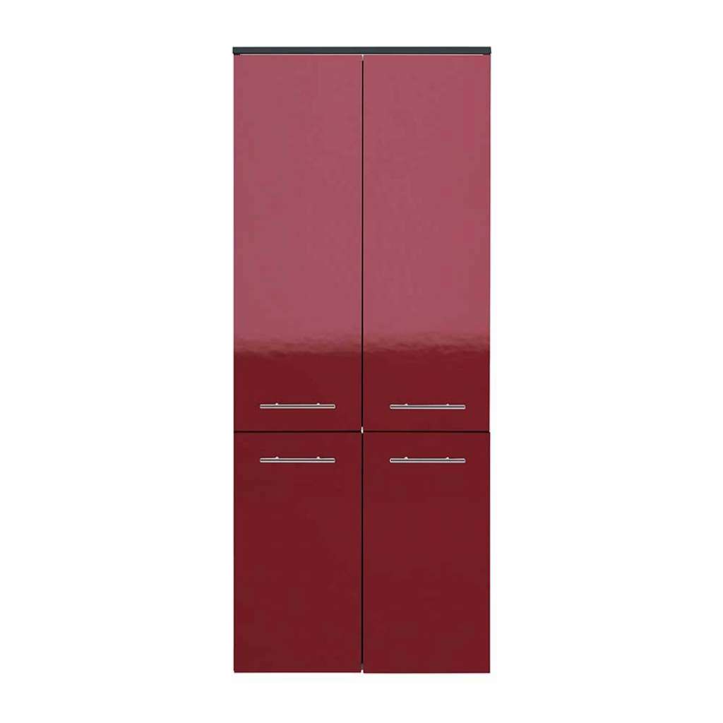 Badezimmermidischrank glänzend in Rot und Anthrazit die Wandmontage