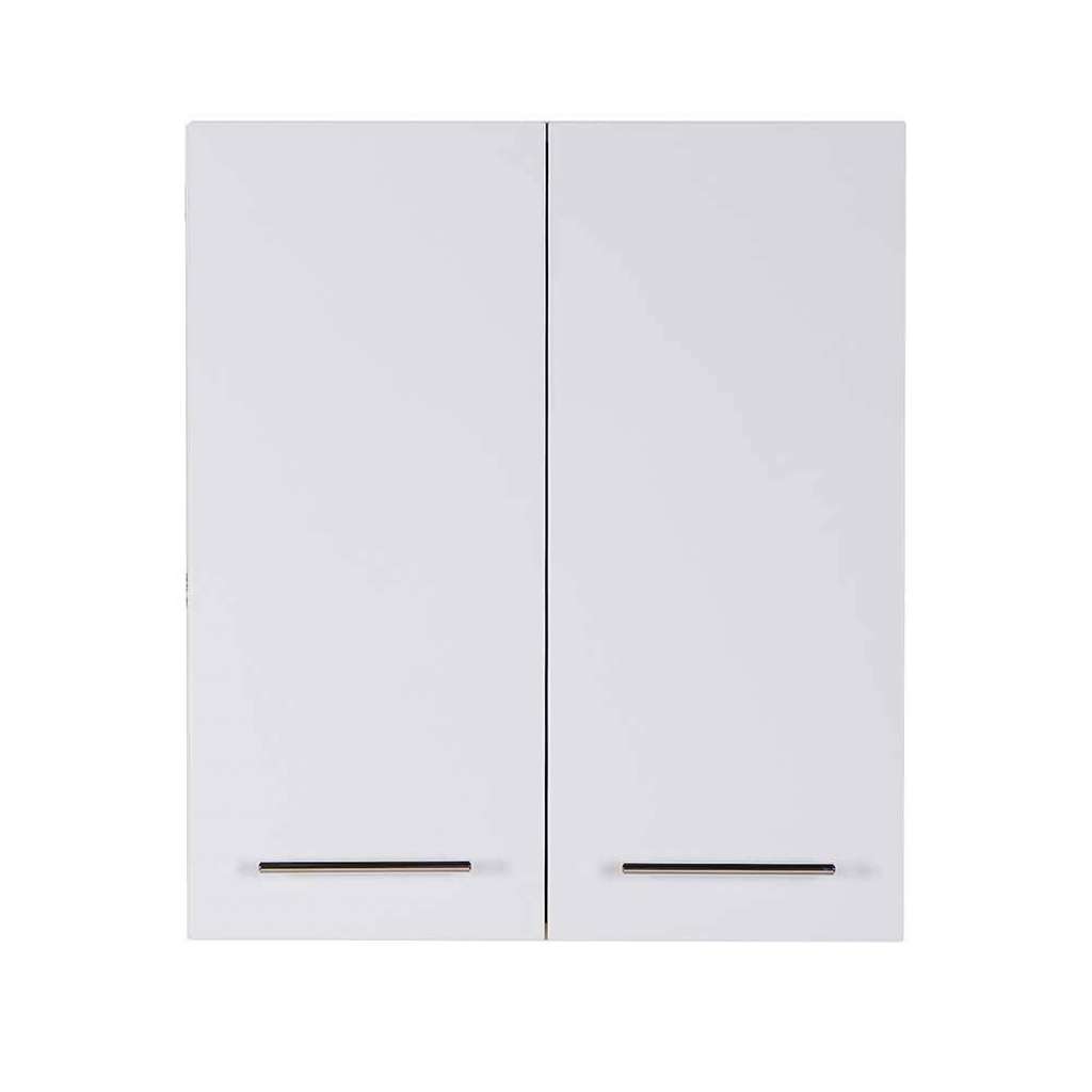 Badezimmer Oberschrank weiss Hochglanz zwei Drehtüren