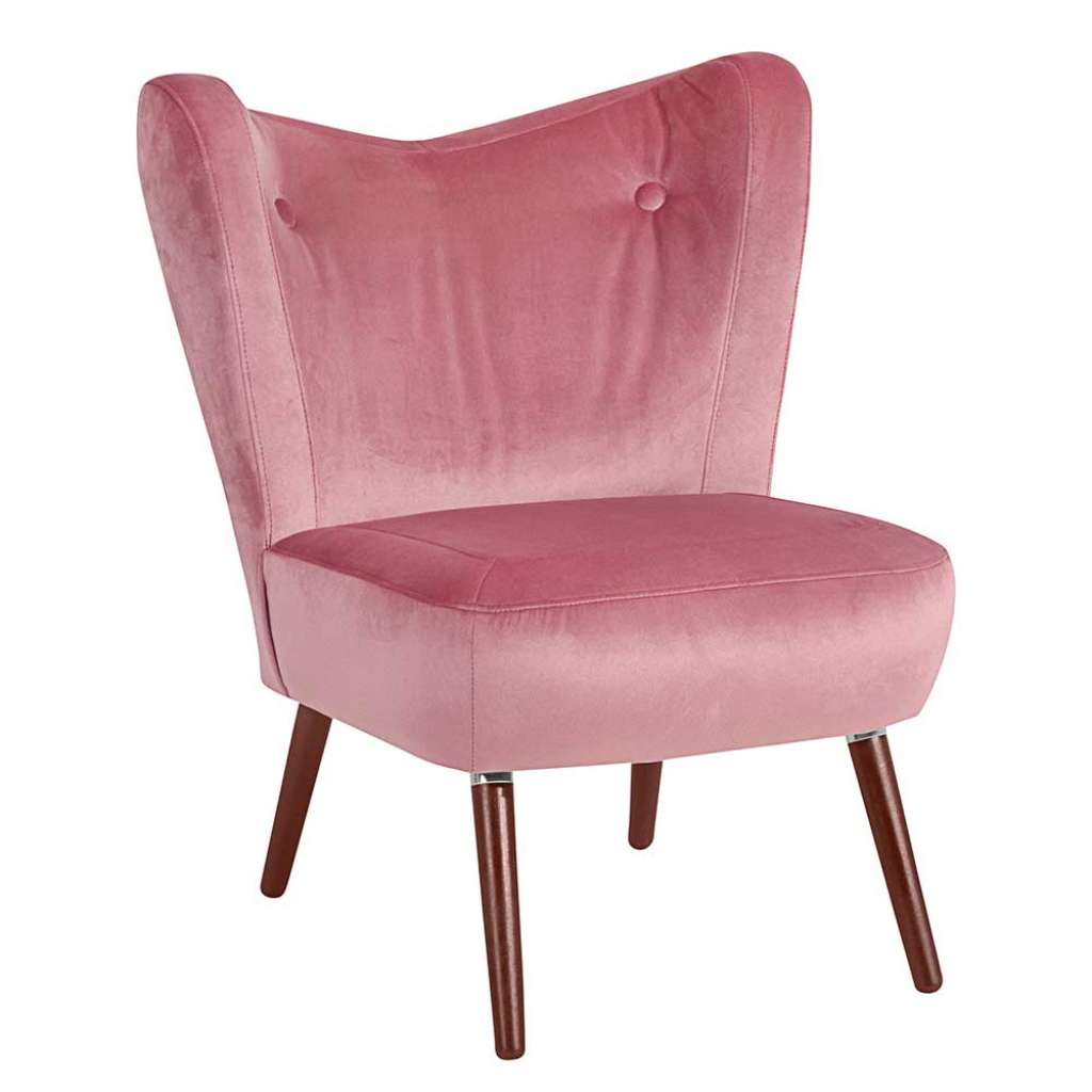 Retro Polstersessel Rosa aus Samtvelours Made in Germany