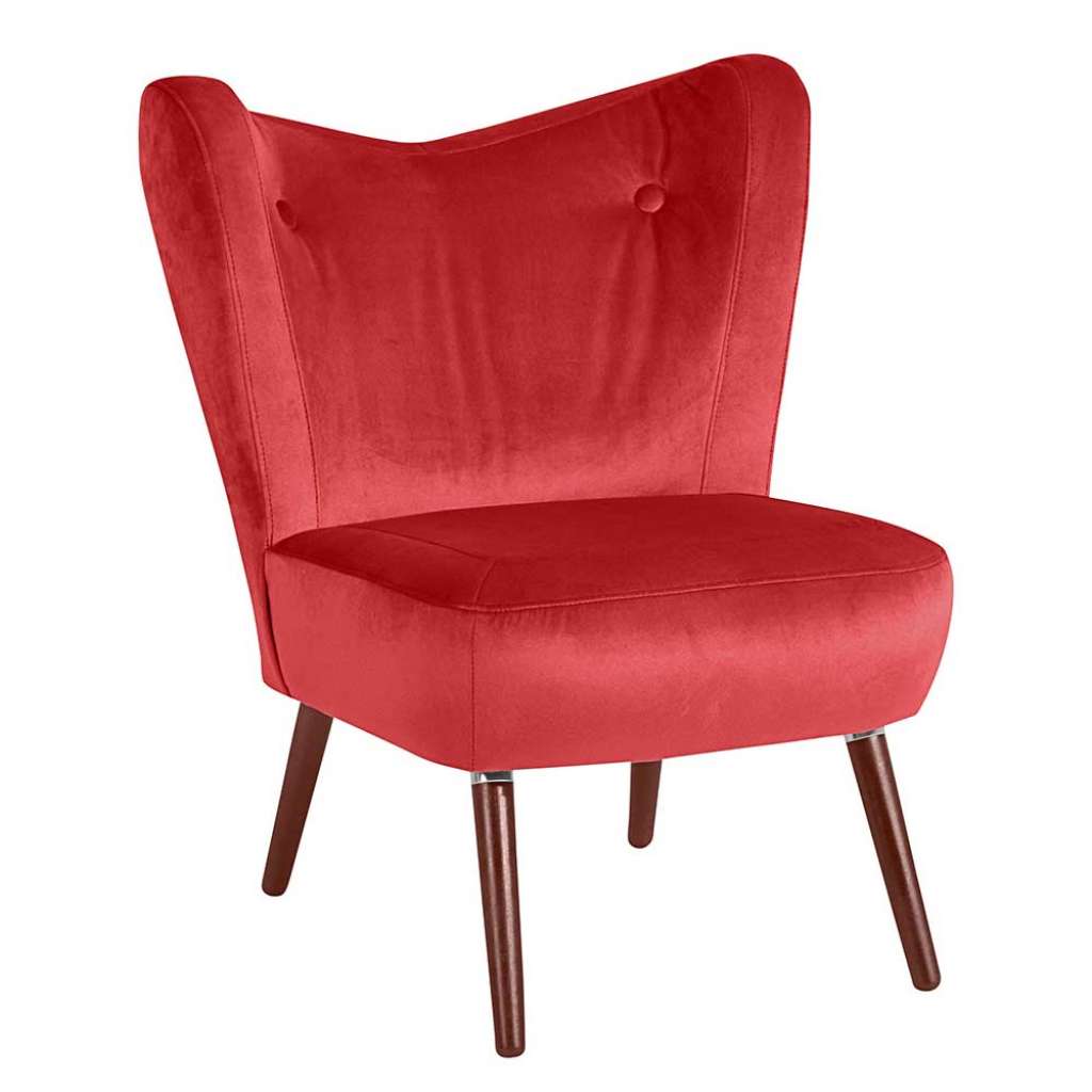 Made in Germany Sessel in Rot und Nussbaumfarben Retrostil
