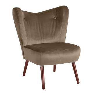 Schlafzimmer Sessel Retrostil in Beige Samtvelours Made in Germany