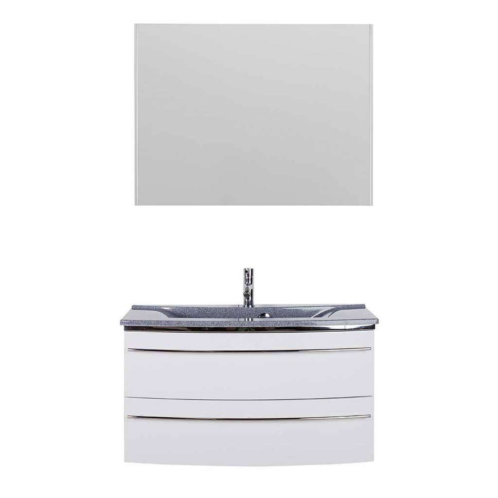 Waschplatz Set weiss Glanz in modernem Design Made in Germany (zweiteilig)