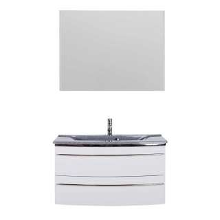 Waschplatz Set weiss Glanz in modernem Design Made in Germany (zweiteilig)