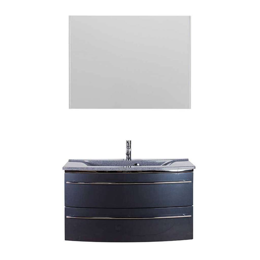 Badezimmerset Anthrazit Glanz in modernem Design 93 cm breit (zweiteilig)