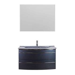 Badezimmerset Anthrazit Glanz in modernem Design 93 cm breit (zweiteilig)