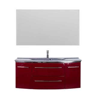 Moderne Badmöbel rot und Anthrazit hochglänzend 122 cm breit (zweiteilig)