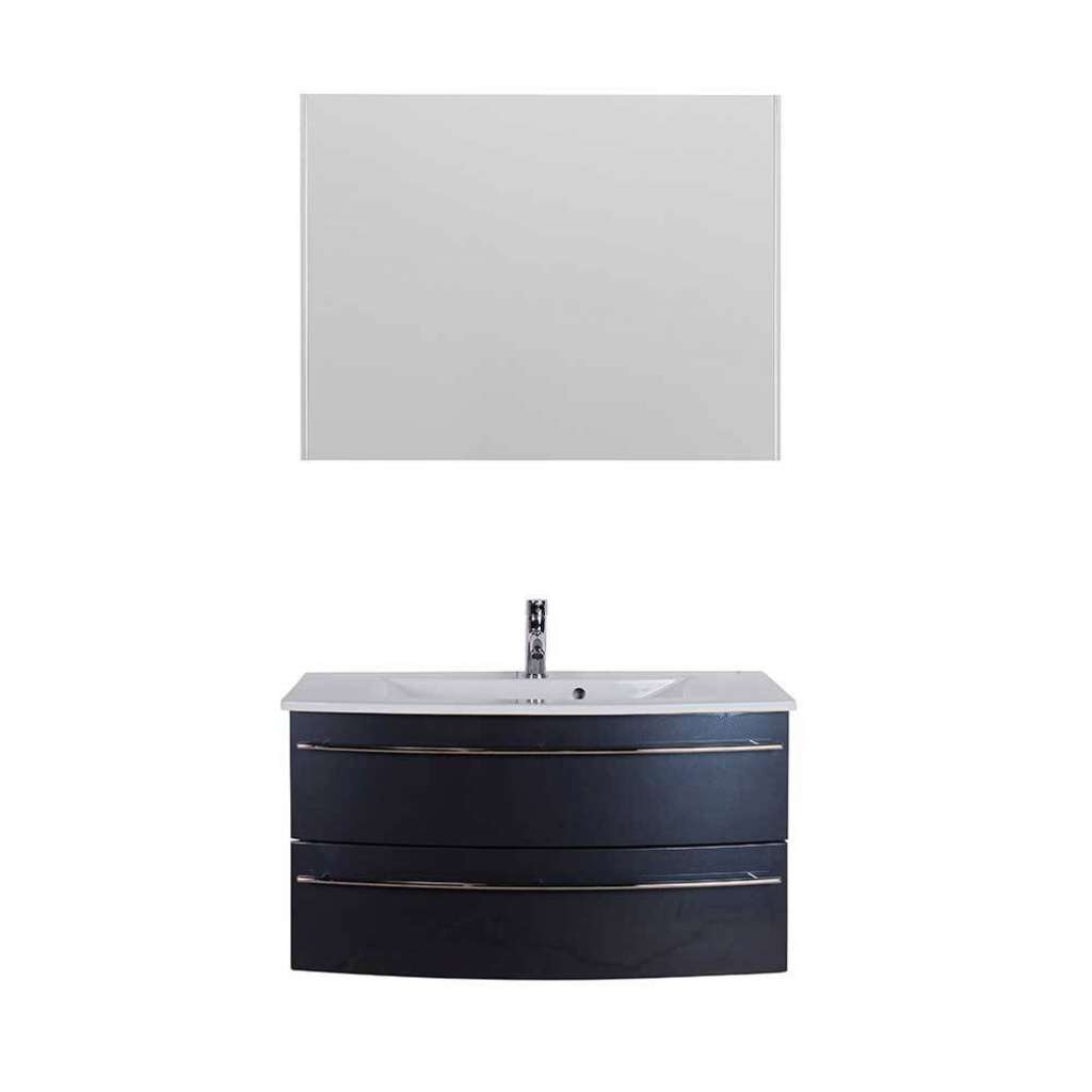 Badmöbel Anthrazit Hochglanz in modernem Design 51 cm tief (zweiteilig)