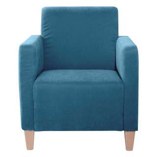 Velour Sessel Petrol in modernem Design 42 cm Sitzhöhe