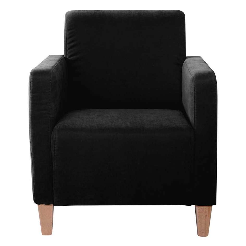 Schwarzer Velour Polstersessel in modernem Design 71 cm breit