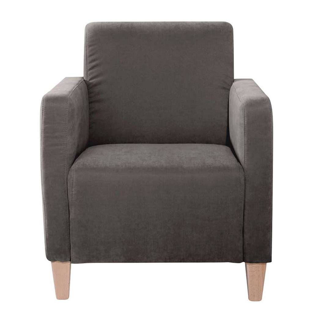 Loft Wohnzimmer Sessel in Graubraun Velour Buchefarben
