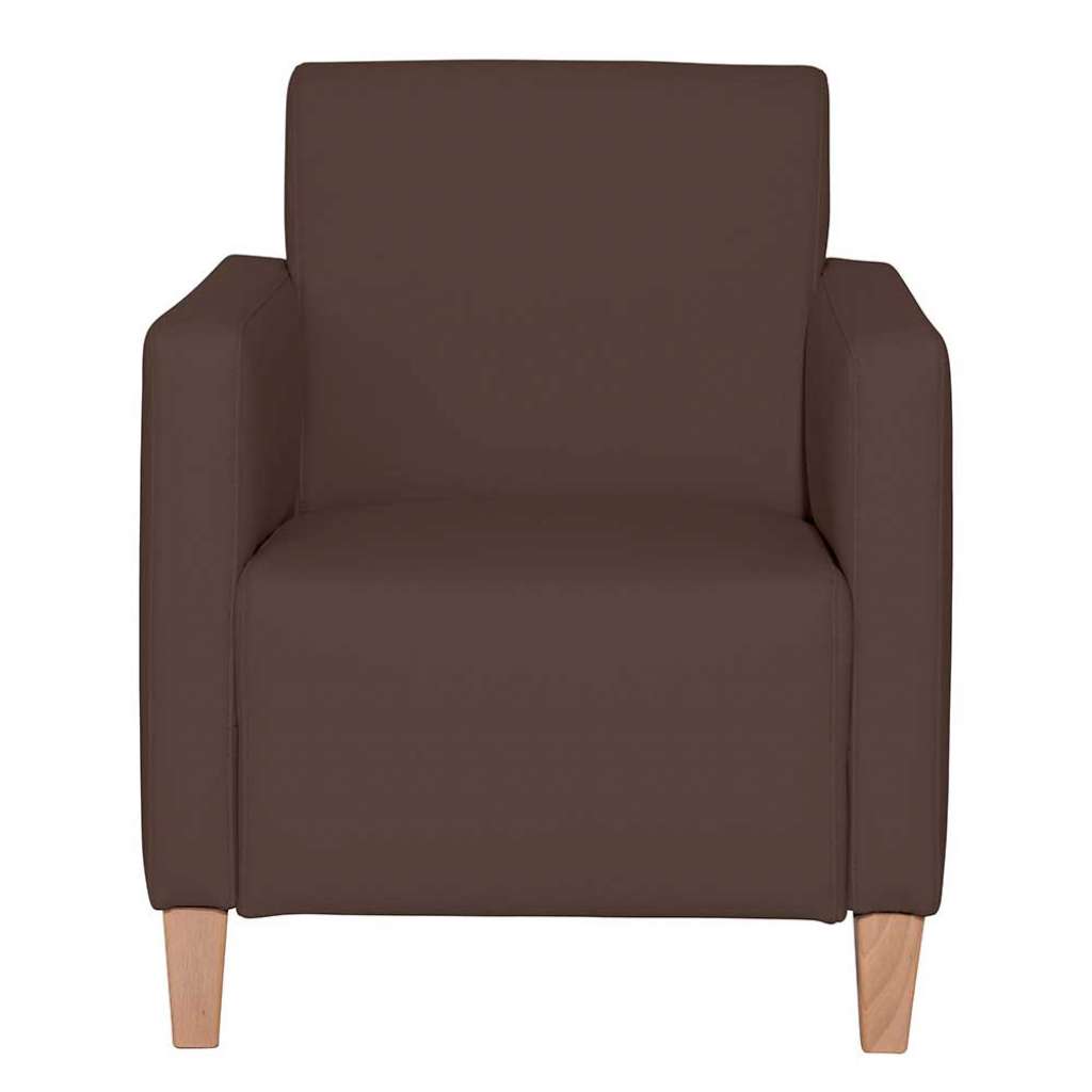 Polstersessel braun Kunstleder mit Armlehnen 71 cm breit