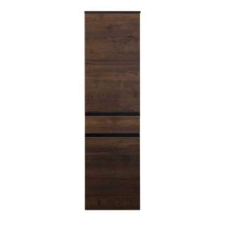 Badezimmerhochschrank hängend in Eiche dunkel und Schwarz 40 cm breit