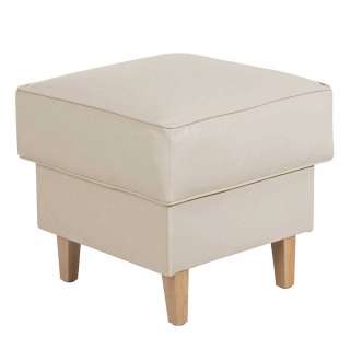 Hocker Kunstleder Beige im Landhausstil 53x45x53 cm