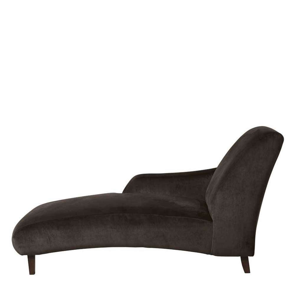 Braune Recamiere Vintage aus Samtvelours Vierfußgestell aus Holz