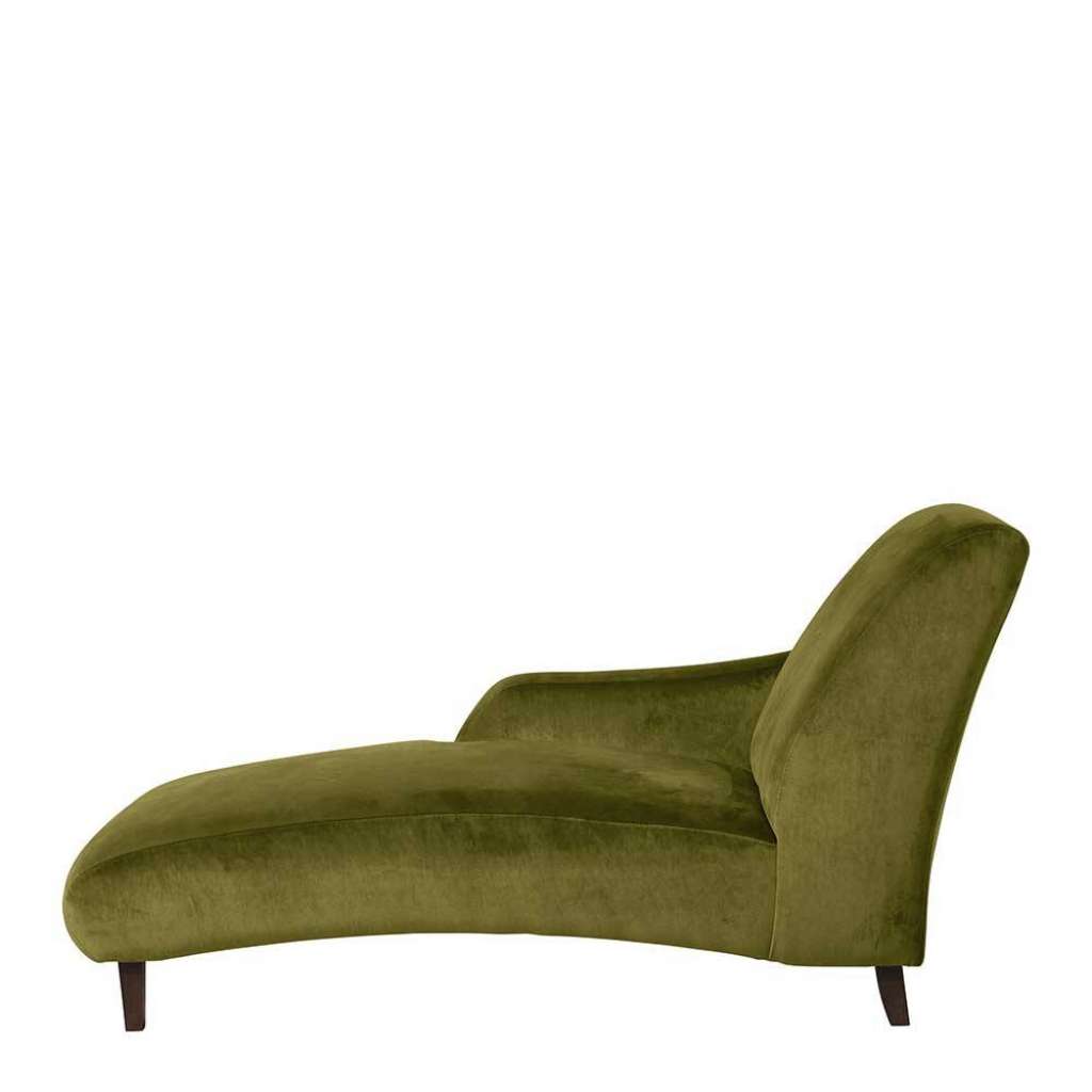 Vintage Look Daybed in Oliv Grün Samtvelous Vierfußgestell aus Holz
