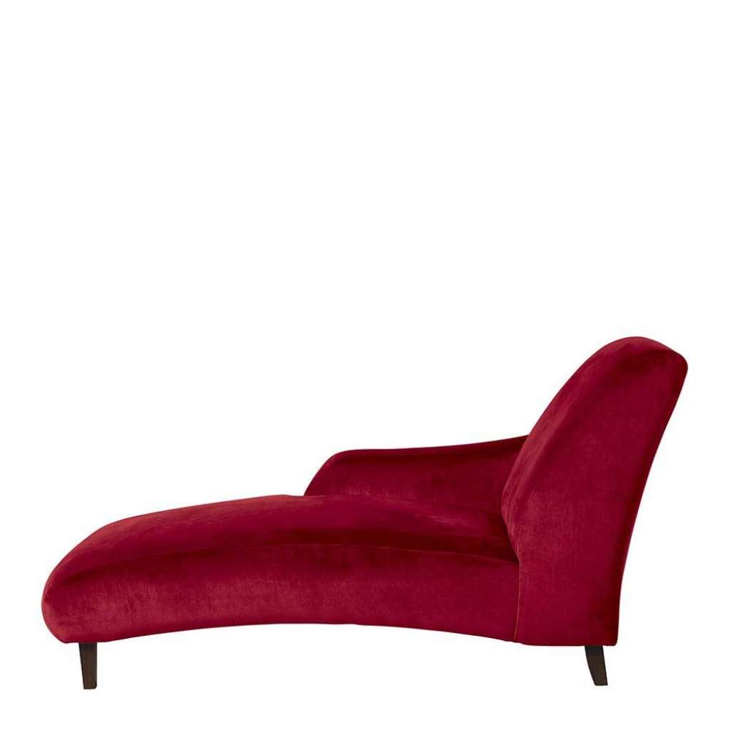 Rote Samtvelours Liege im Vintage Look Vierfußgestell aus Holz