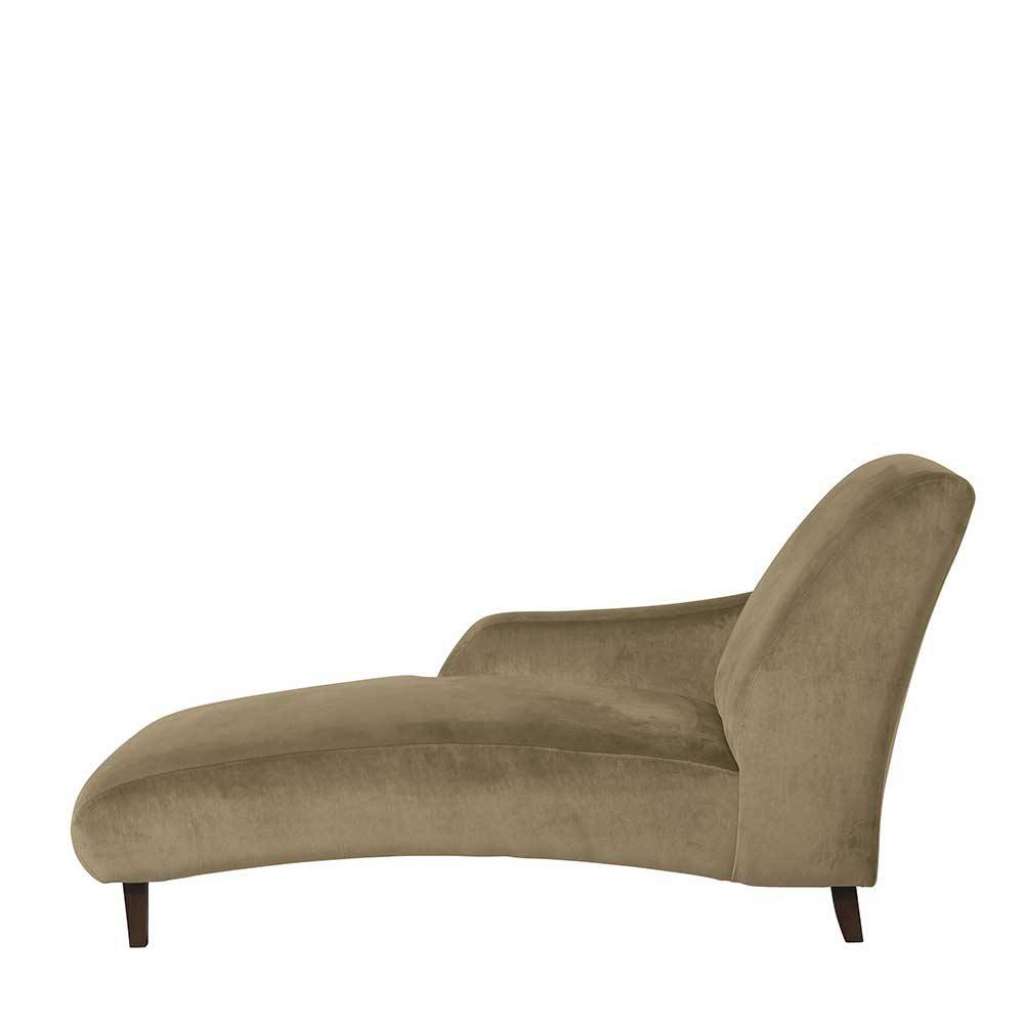 Beigegraue Recamiere mit Samtvelours Bezug Vintage Look