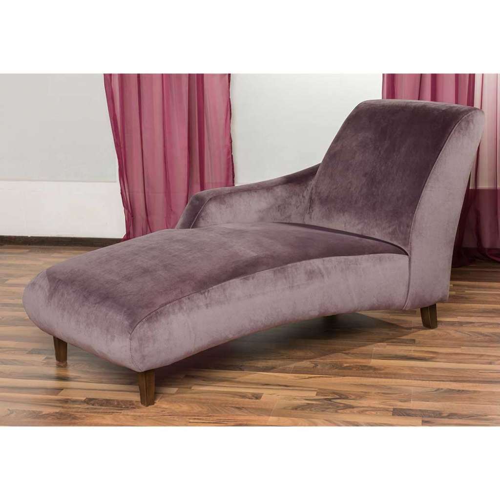 Sofaliege Samtvelours in Violett Vierfußgestell aus Holz