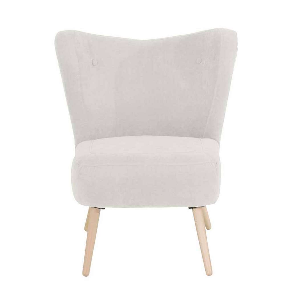 Wohnzimmersessel Creme Retro aus Velours Buche Massivholz