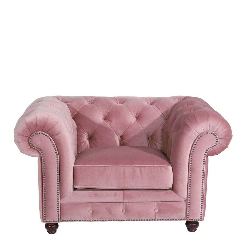 Polstersessel Samt Rose im Chesterfield Look 52 cm Sitzhöhe