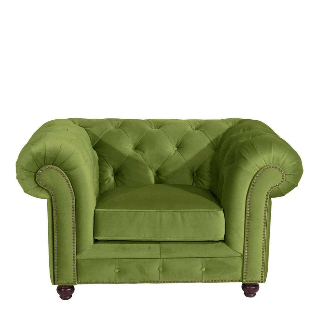 Clubsessel Oliv Samtvelours im Chesterfield Look 135 cm breit