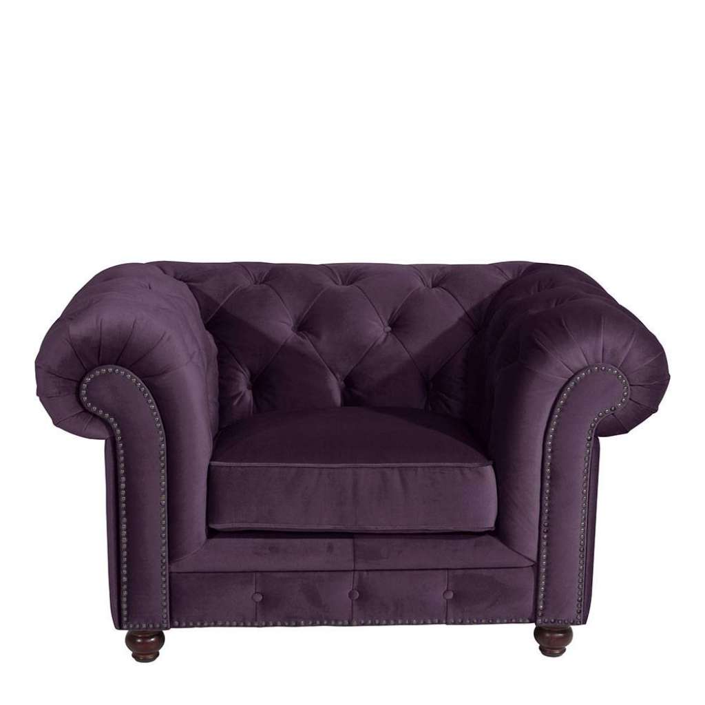 Clubsessel Chesterfield Lila aus Samtvelours 135 cm breit
