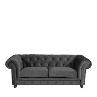 Sofa Anthrazit Chesterfield aus Samtvelours 216 cm breit