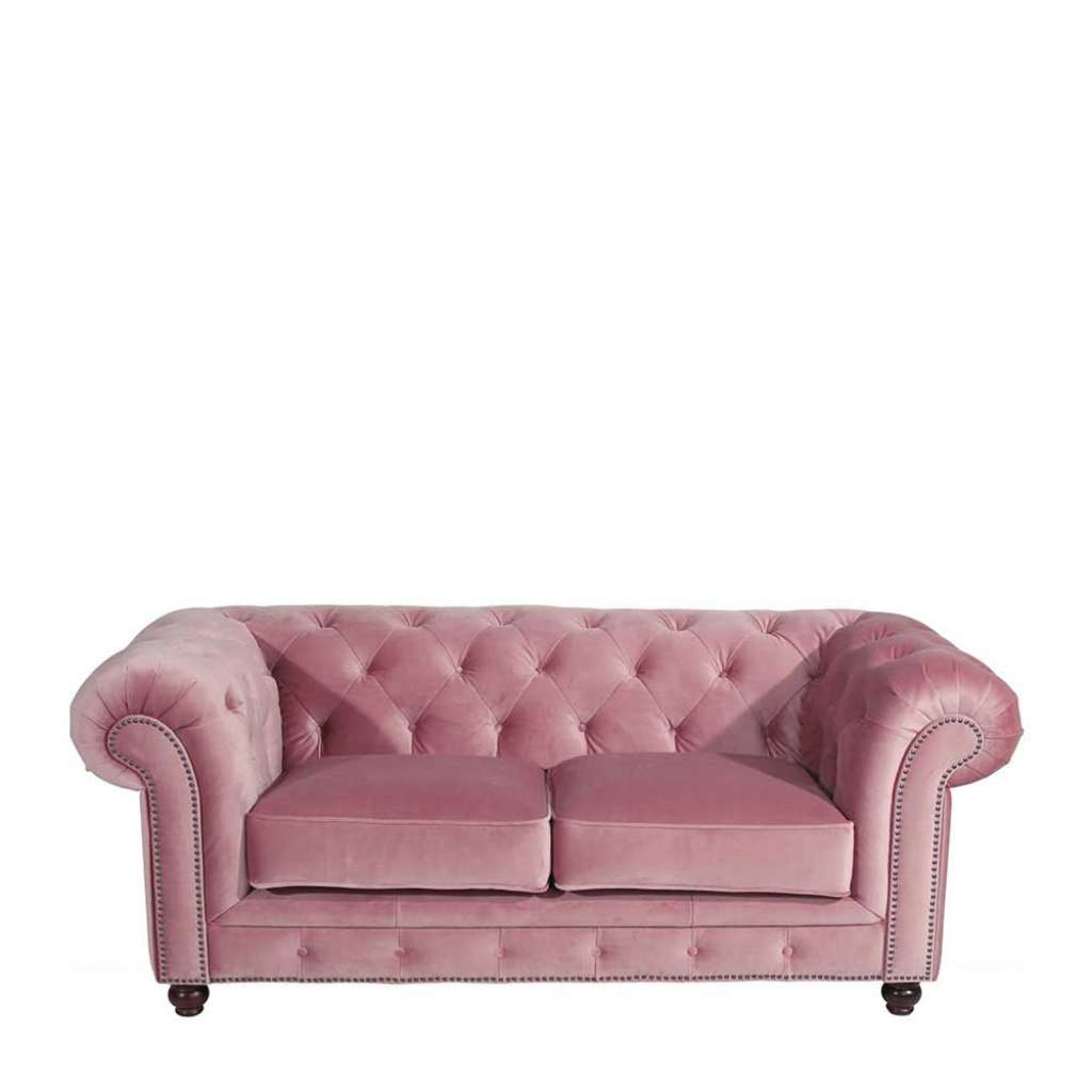 Rosa Zweiersofa Chesterfield aus Samtvelours 196 cm breit