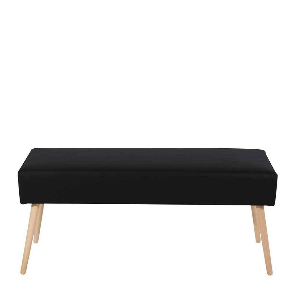 Garderoben Bank schwarz aus Kunstleder Buche Massivholz