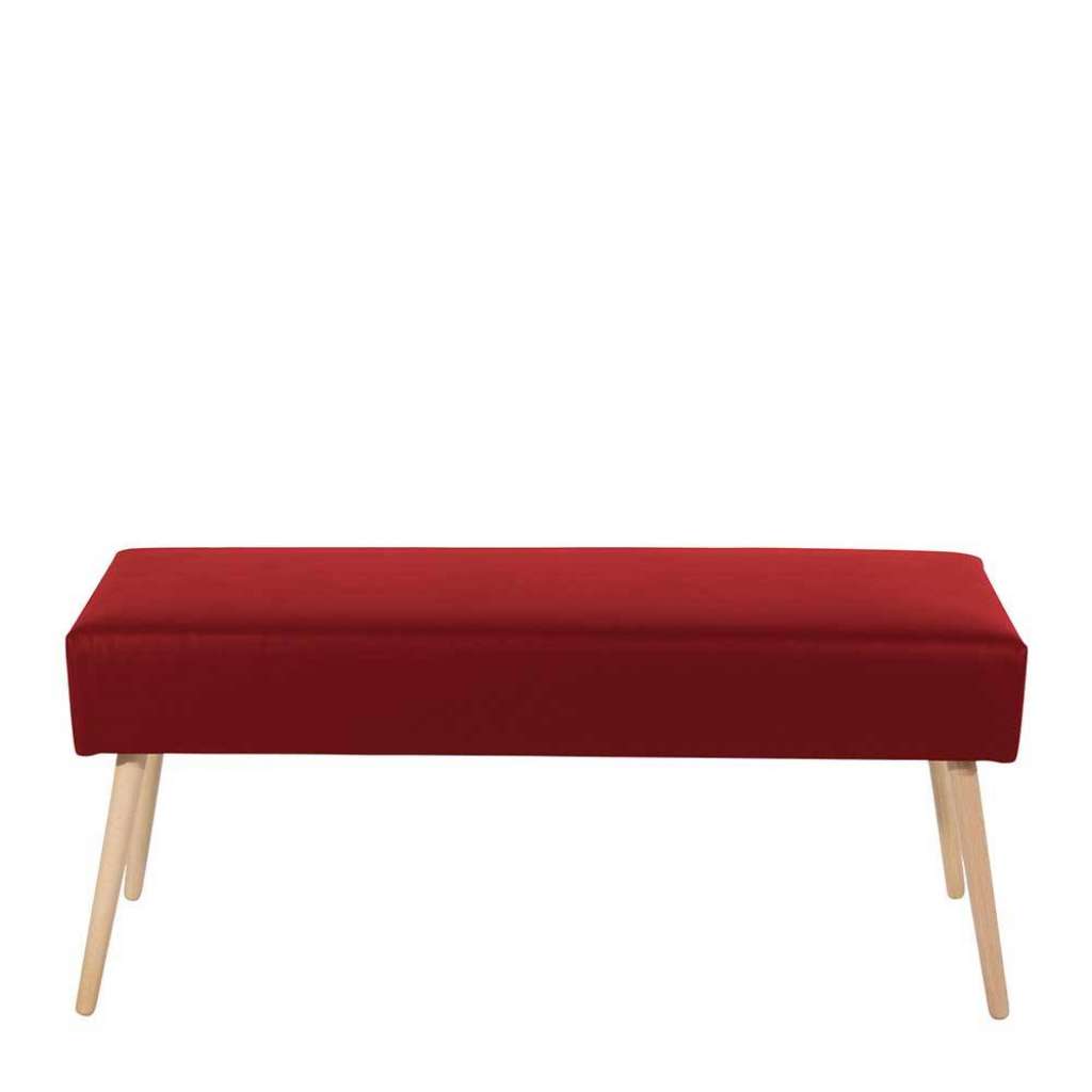 Schlafzimmer Bank Kunstleder in Rot und Buche 114 cm breit