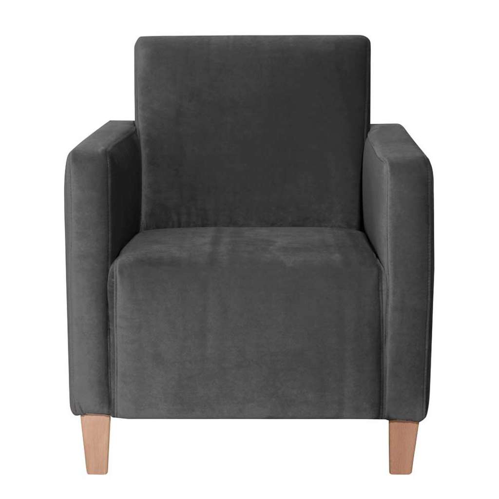 Kleiner Sessel Anthrazit modern aus Samtvelours 71 cm breit