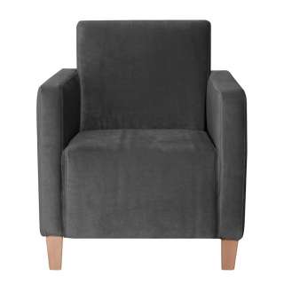 Kleiner Sessel Anthrazit modern aus Samtvelours 71 cm breit