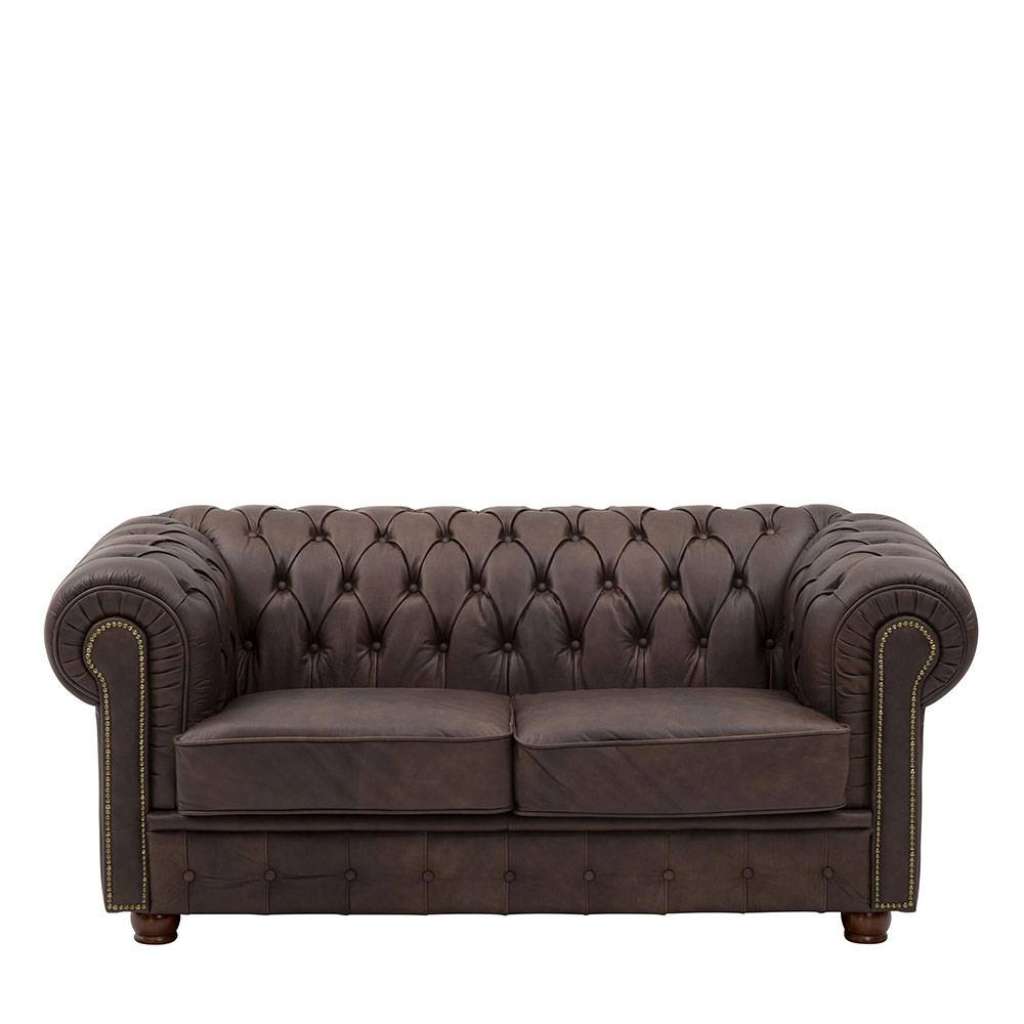 Leder Couch Chesterfield braun 74 cm hoch 174 cm breit