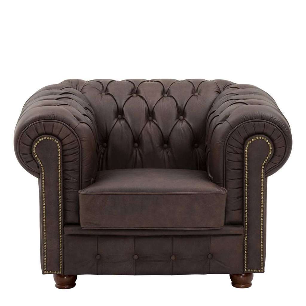 Club Sessel Chesterfield aus Antiklook Echtleder Braun