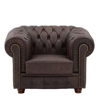 Club Sessel Chesterfield aus Antiklook Echtleder Braun