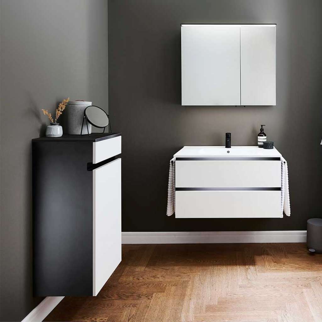 Bad Set 3-teilig in modernem Design Weiß und Schwarz (dreiteilig)