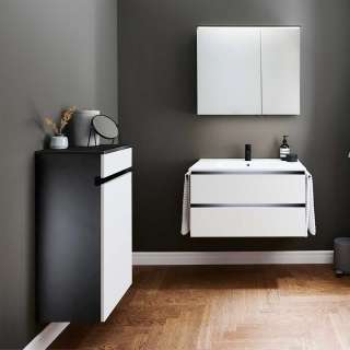 Bad Set 3-teilig in modernem Design Weiß und Schwarz (dreiteilig)